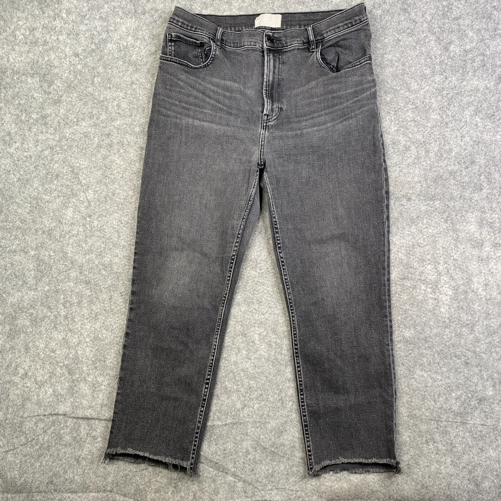 Everlane Jeans Womens 33 Cheeky Black Washed Frayed Raw Hem